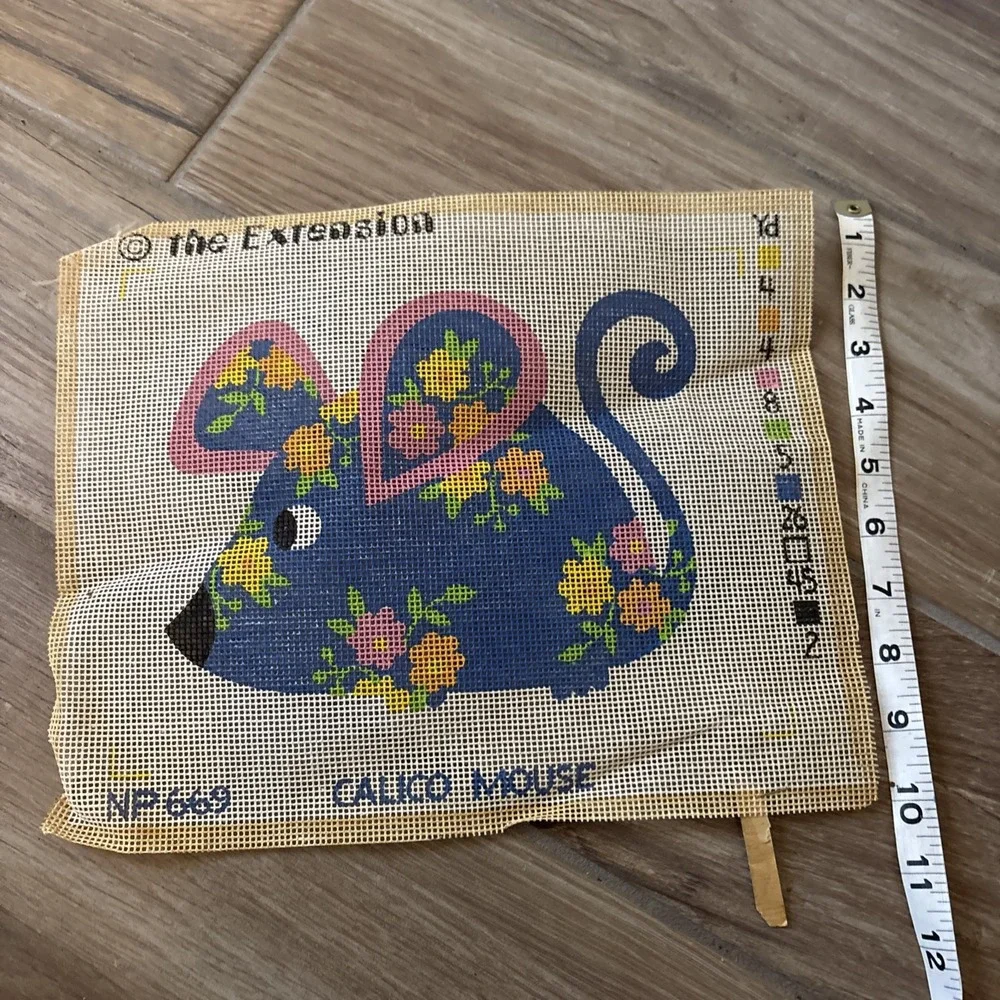 Vintage The Extension Calico Mouse canvas pattern New
